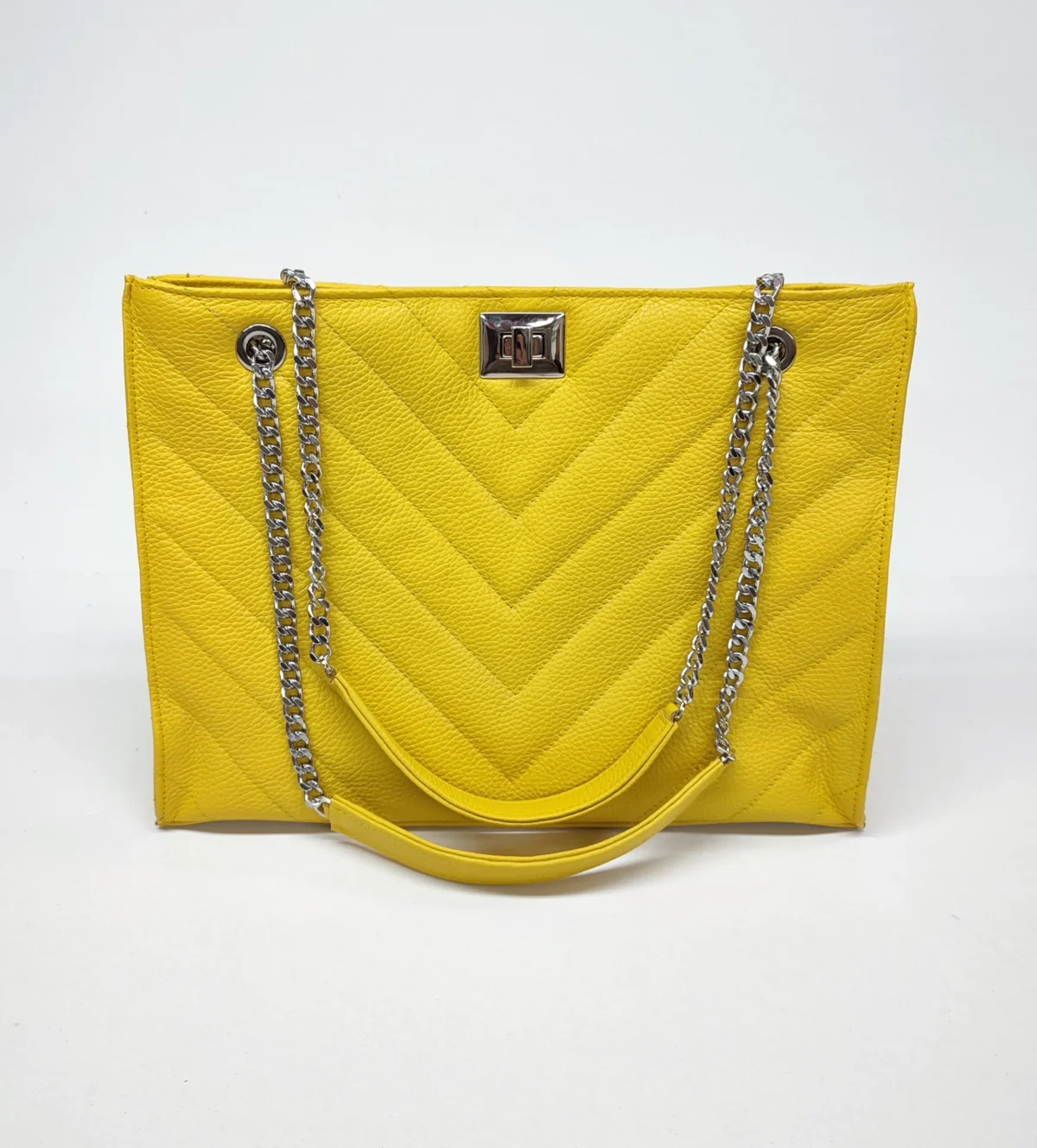 Grained Leather Diamonds Shopper Bag - Image 8
