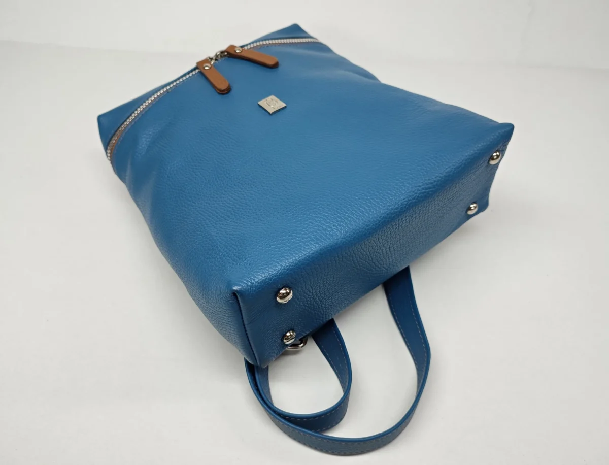 Deep Blue Genuine Leather Backpack - Image 3