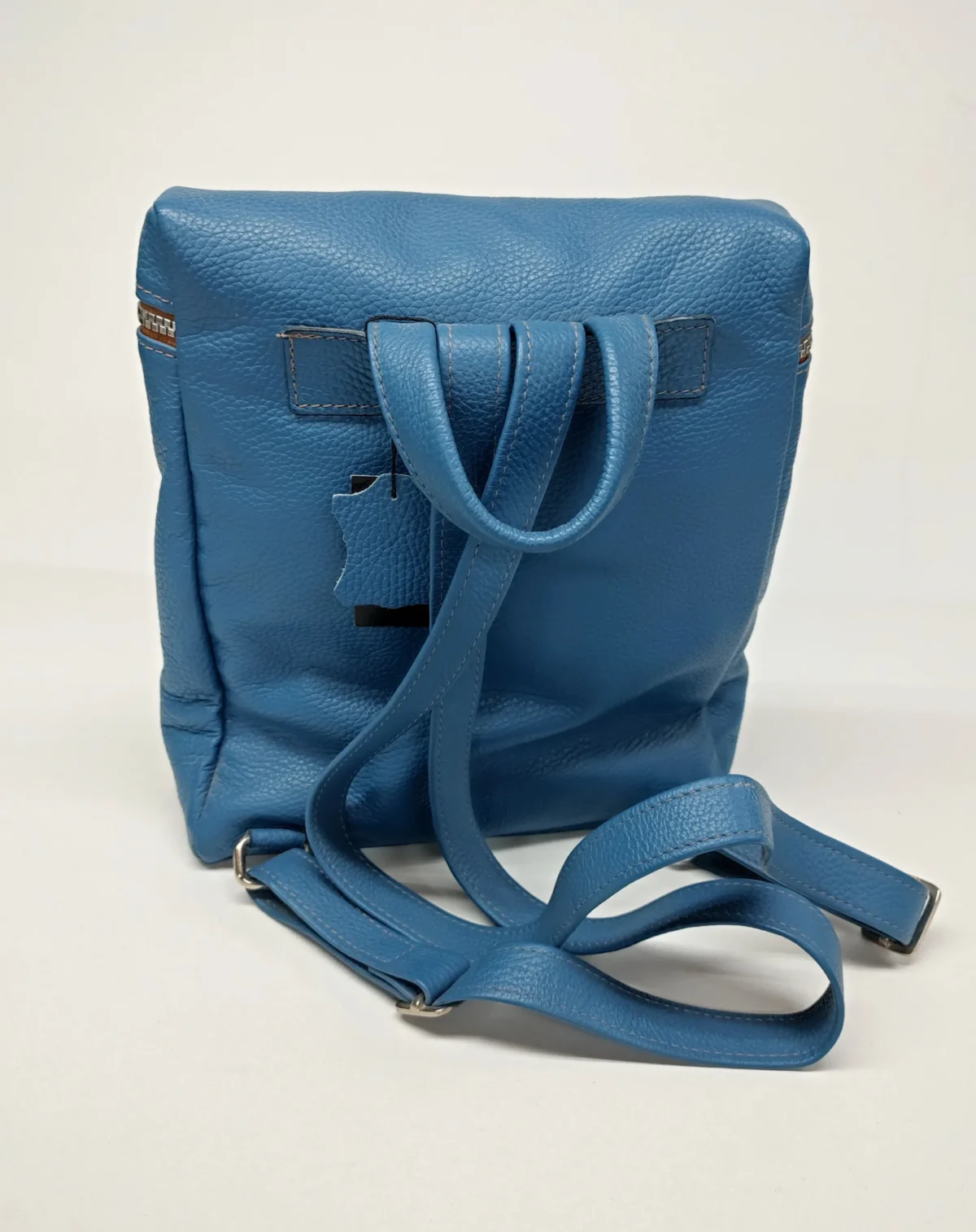 Deep Blue Genuine Leather Backpack - Image 2