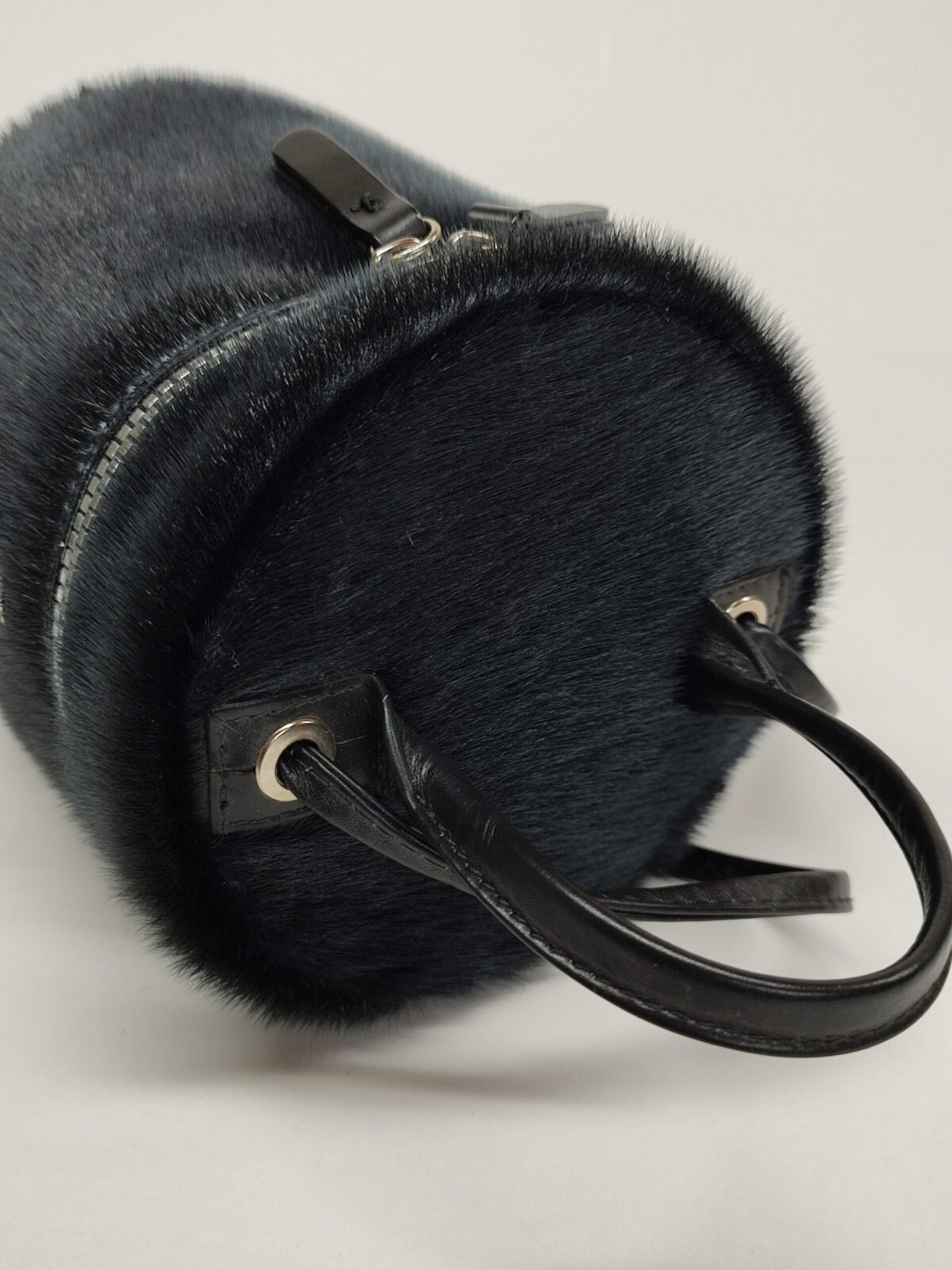 Black Fur Barrel Bag - Image 2