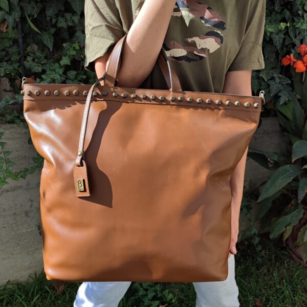 XXL Camel Luxury Leather Weekend Bag