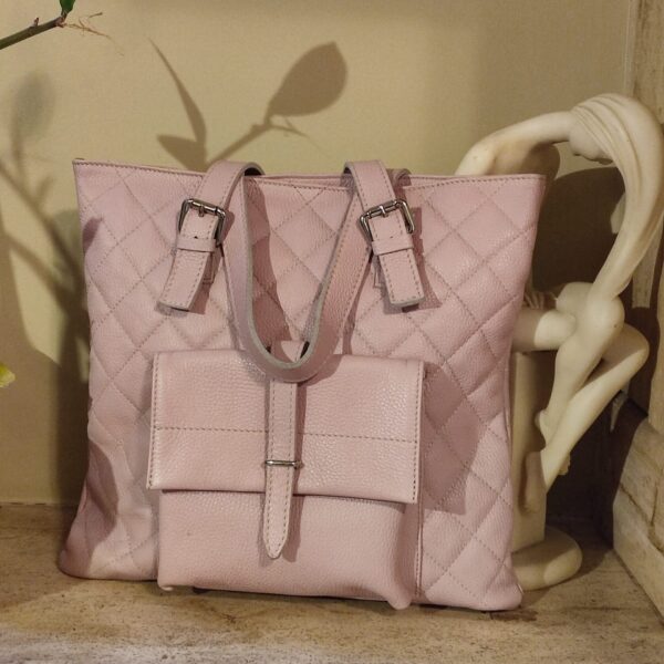 Classic Style Pink Leather Tote