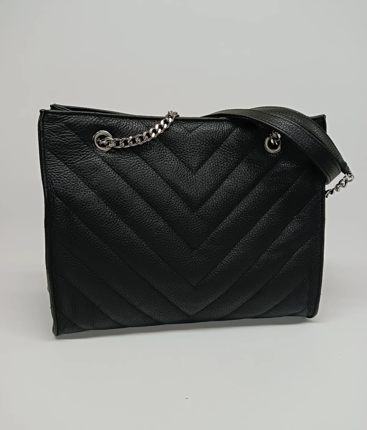 Grained Leather Diamonds Shopper Bag - Image 10