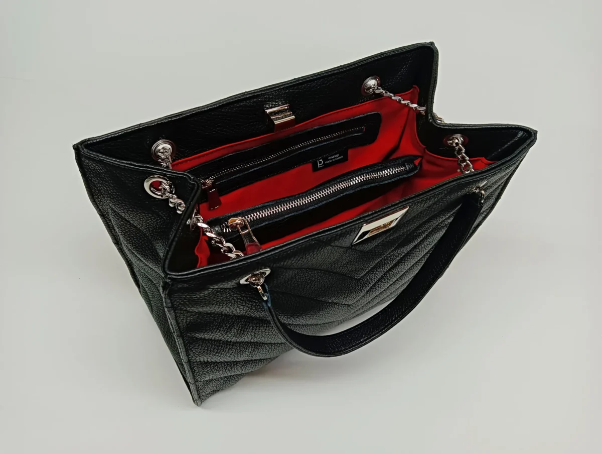 Grained Leather Diamonds Shopper Bag - Image 9