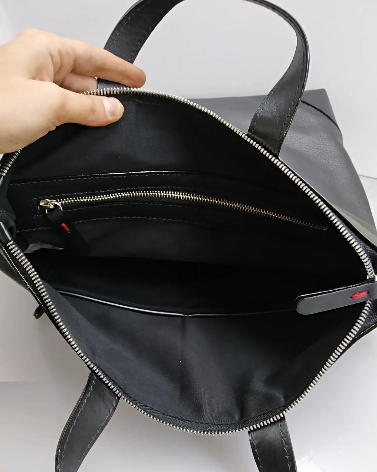 Double Style Grained Leather Bag - Image 6