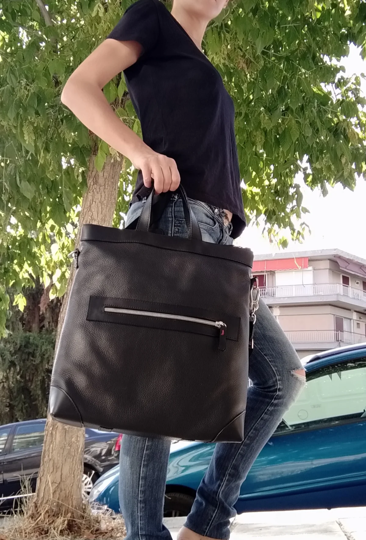 Double Style Grained Leather Bag - Image 3