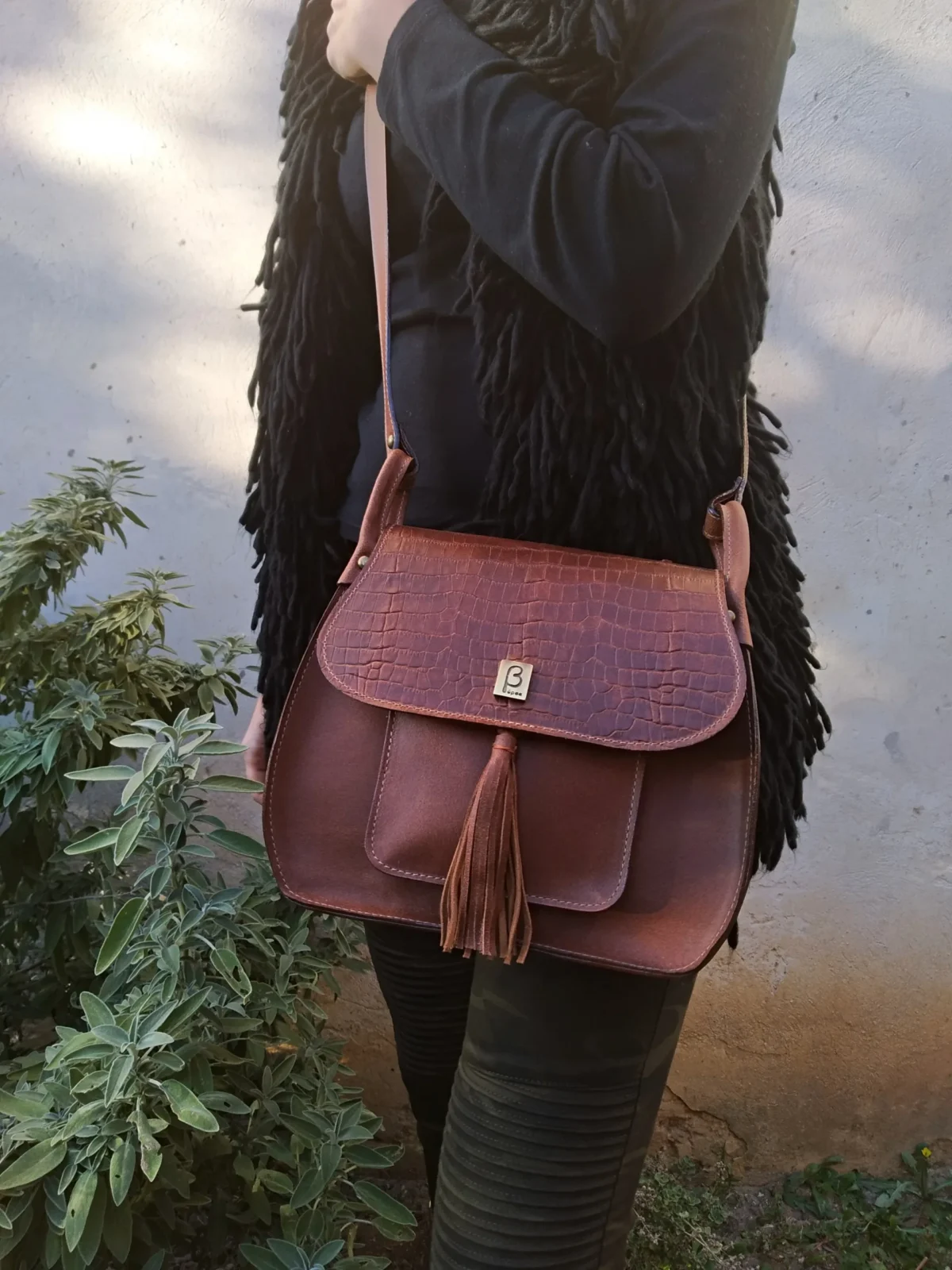 Brown Pearl Tassel Bag - Image 3