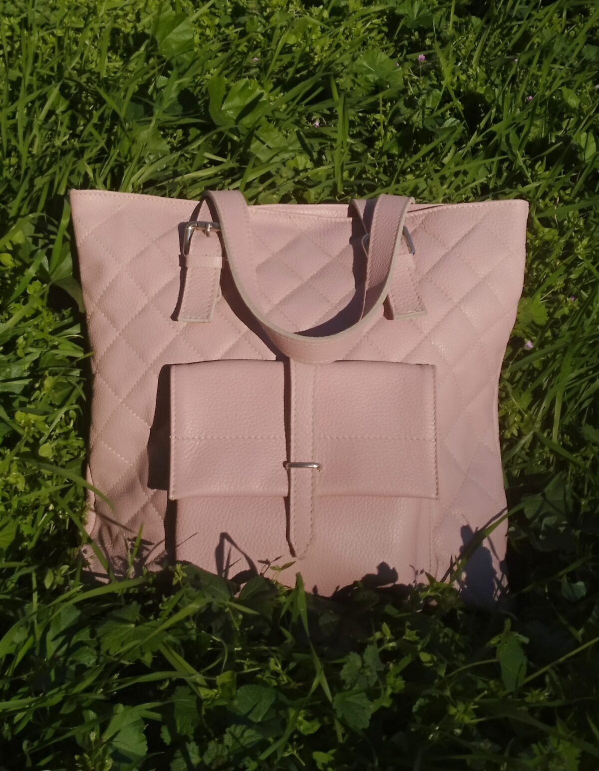 Classic Style Pink Leather Tote - Image 3
