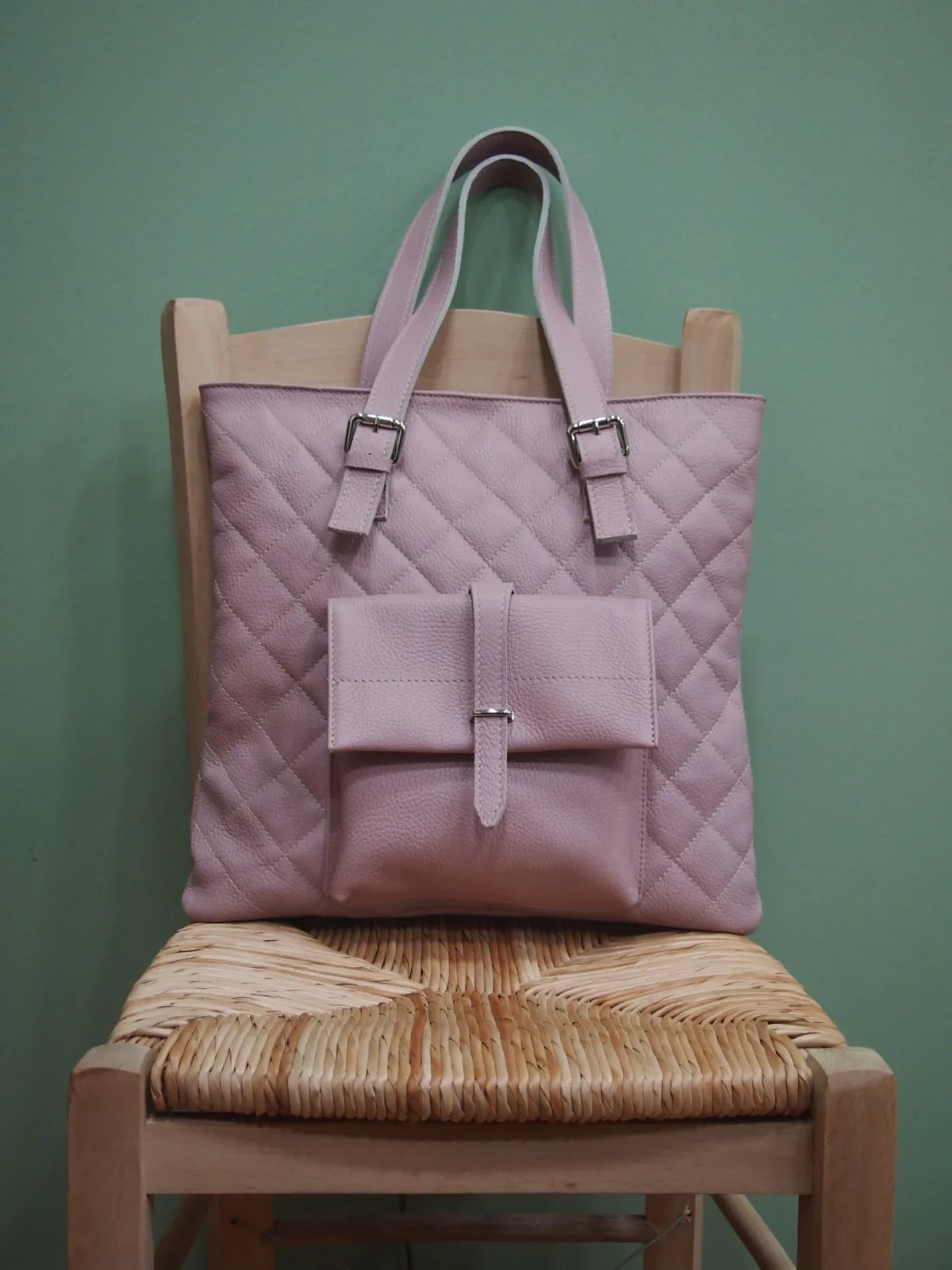Classic Style Pink Leather Tote - Image 2