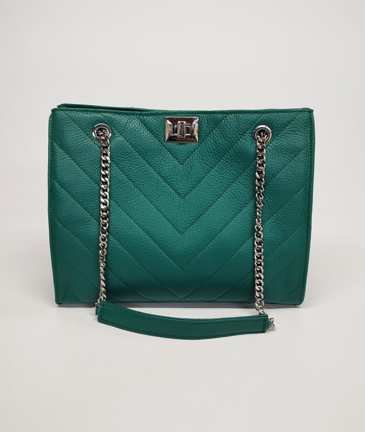 Grained Leather Diamonds Shopper Bag - Image 7