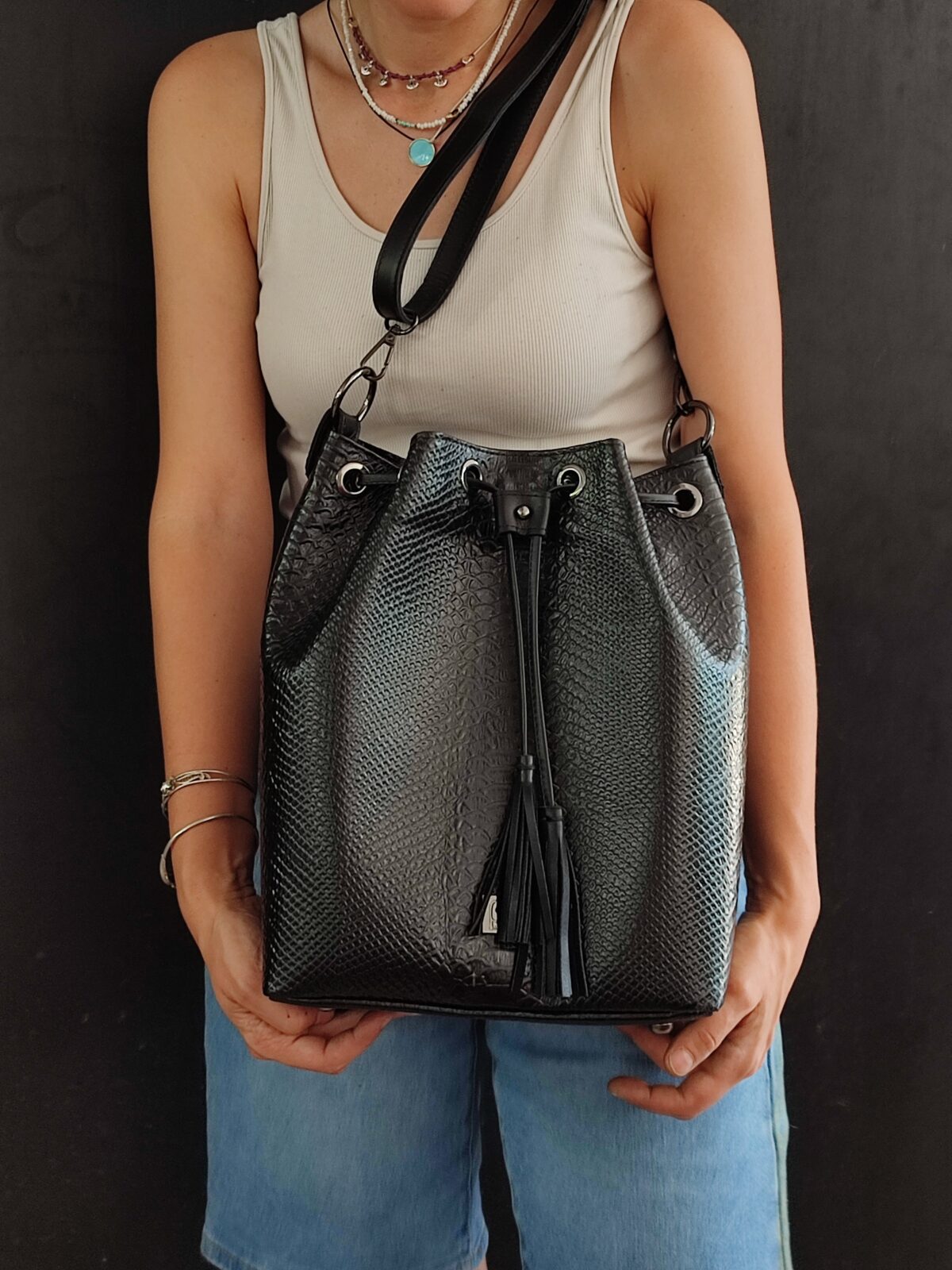 Snake Instinct Convertible Bucket Bag - Image 13