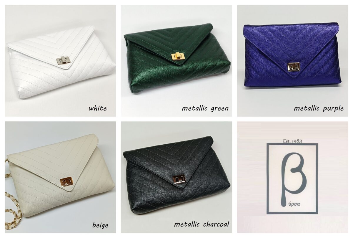 V Grained Diamond Clutch Bag - Image 8