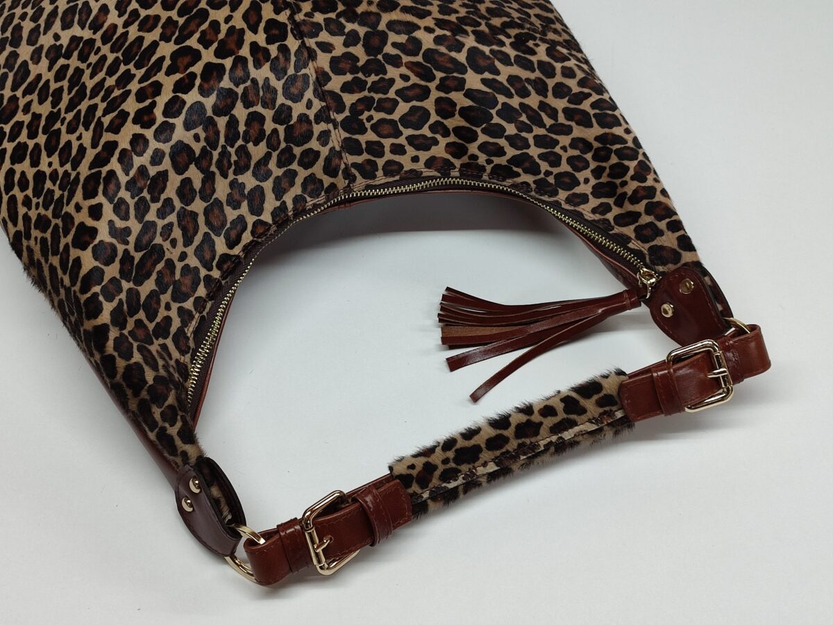 Leopard Genuine Leather Hobo Bag - Image 6