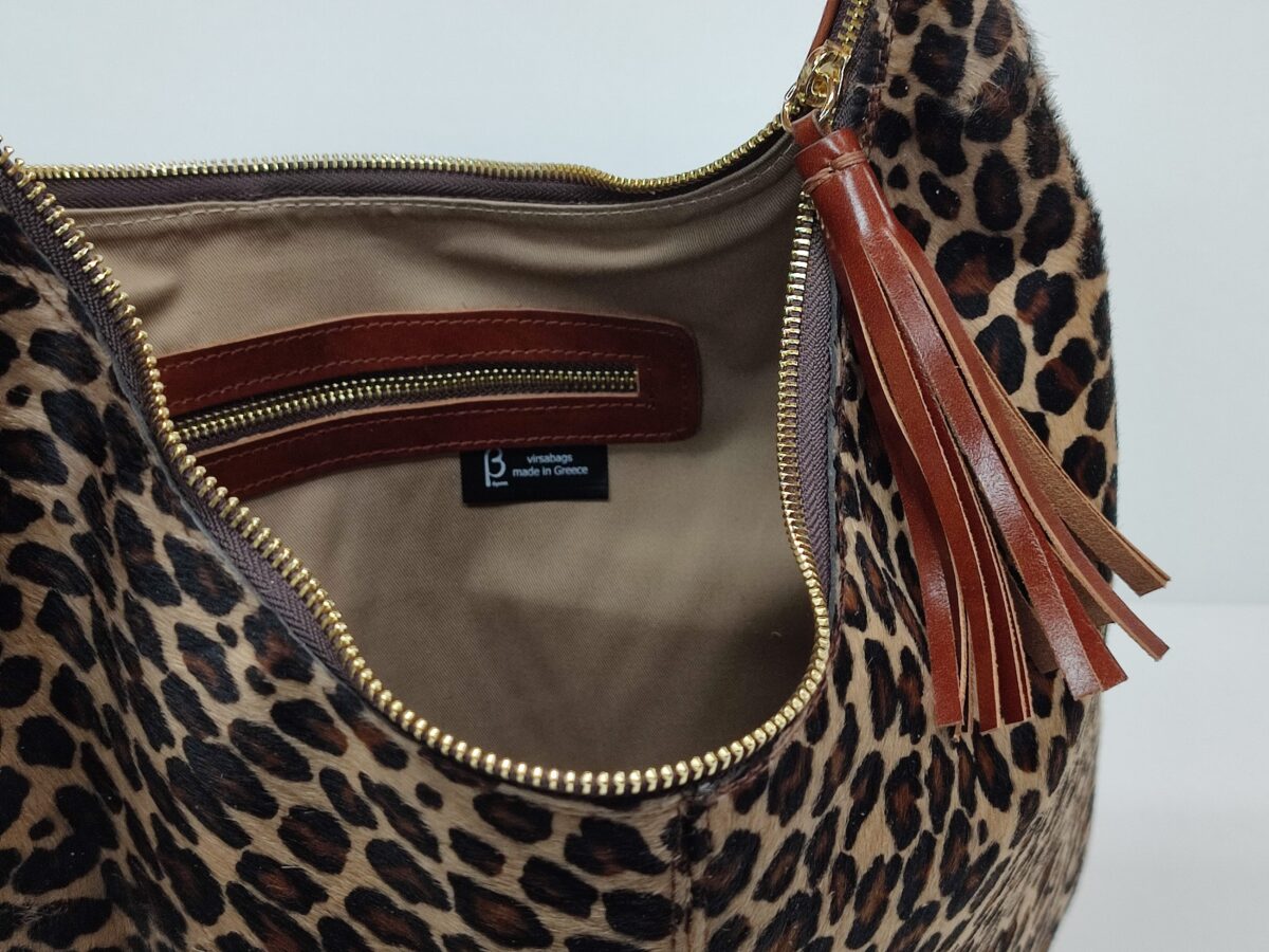 Leopard Genuine Leather Hobo Bag - Image 8