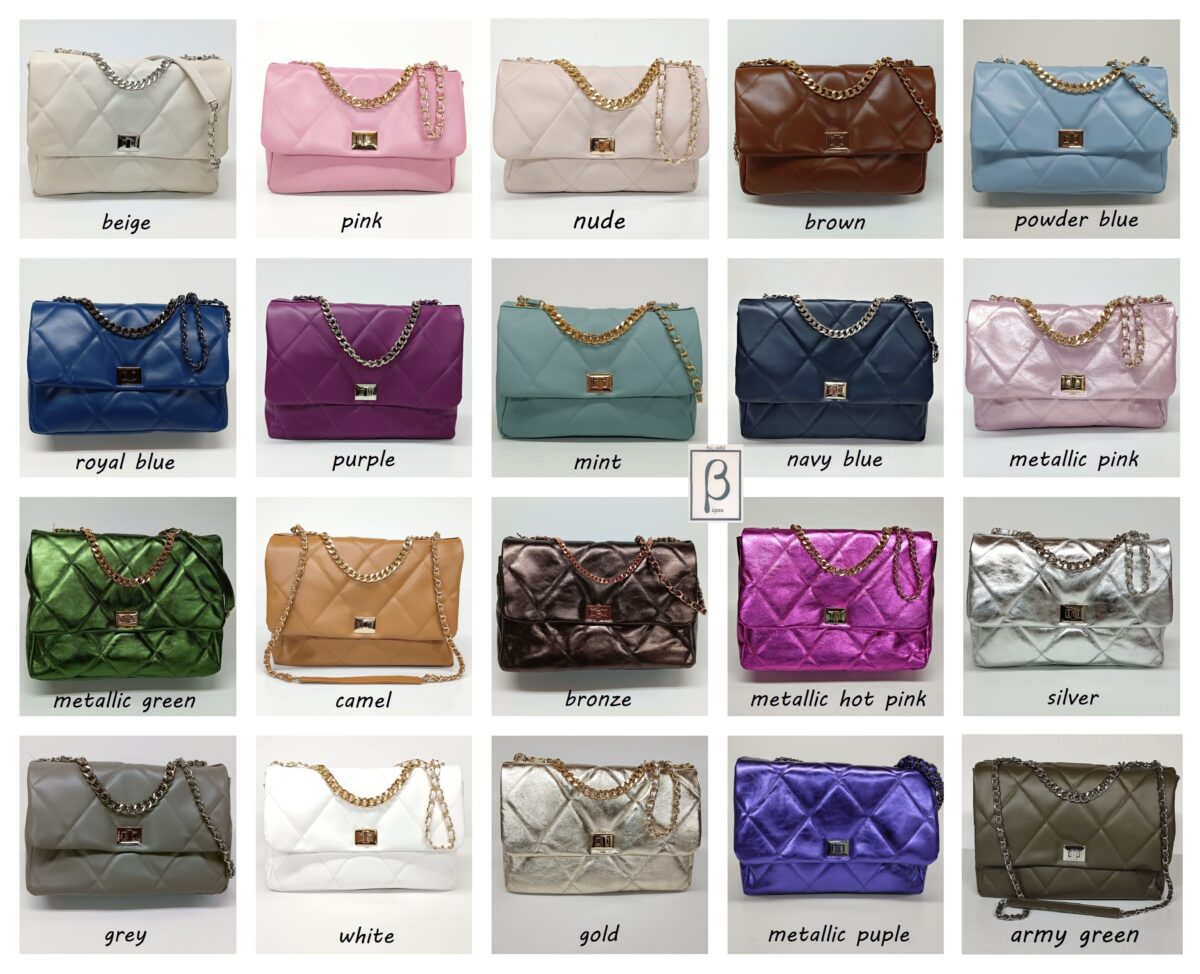 Large Diamonds Genuine Leather Bag - Image 11