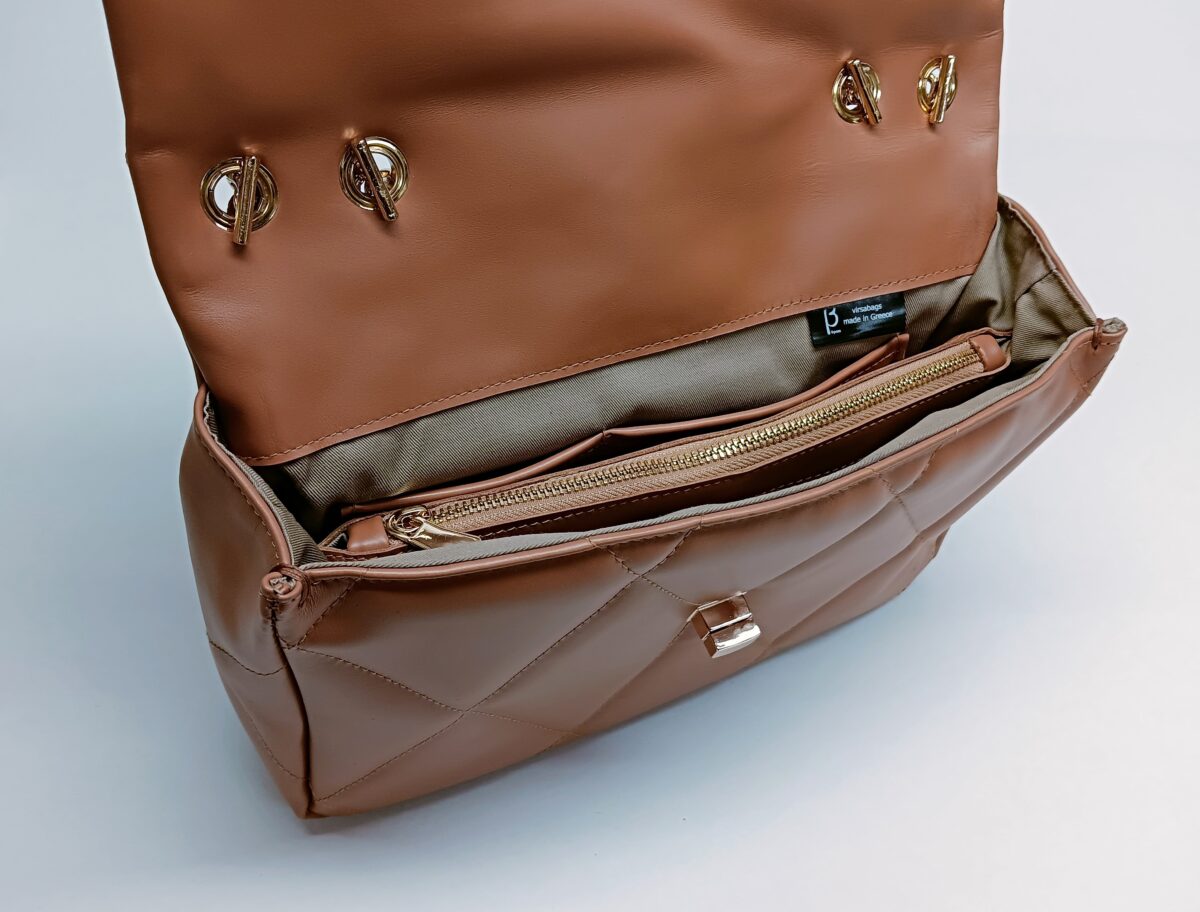 Large Diamonds Genuine Leather Bag - Image 10
