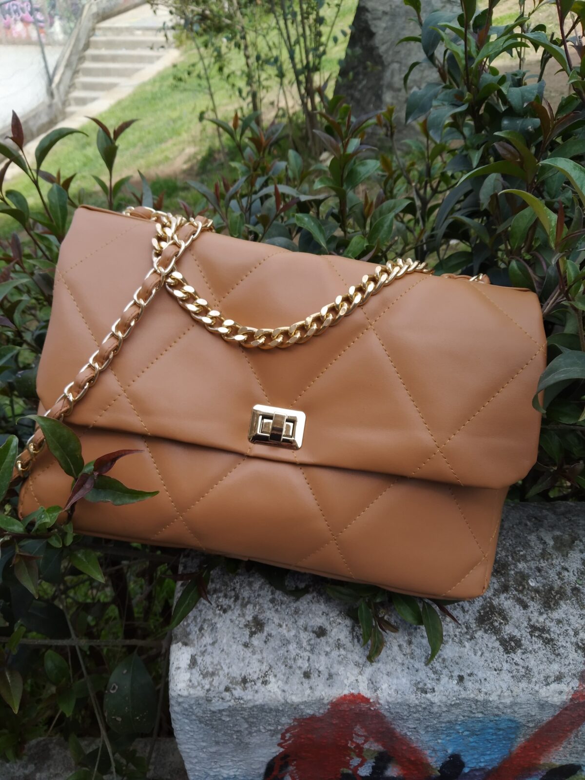 Large Diamonds Genuine Leather Bag - Image 5