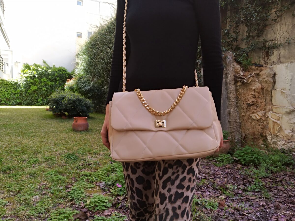 Large Diamonds Genuine Leather Bag - Image 3
