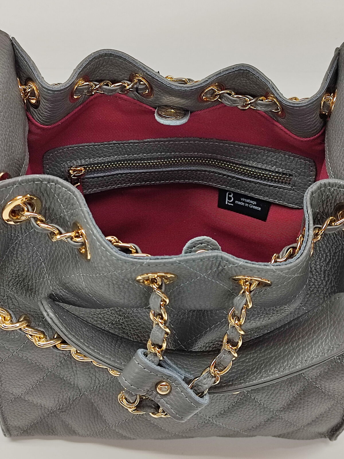 Grey Luxury Bucket Bag (Medium Size) - Image 3
