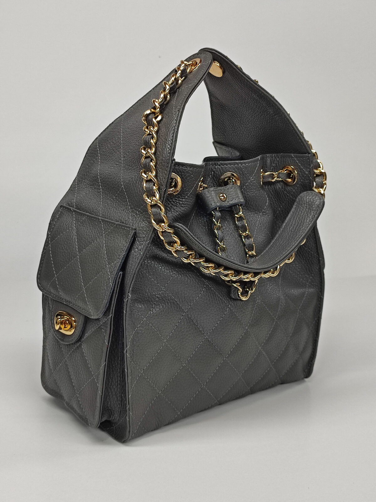 Grey Luxury Bucket Bag (Medium Size) - Image 2