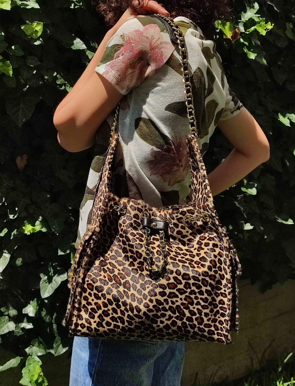 Leopard Fur Luxury Bucket Bag (Medium Size) - Image 8