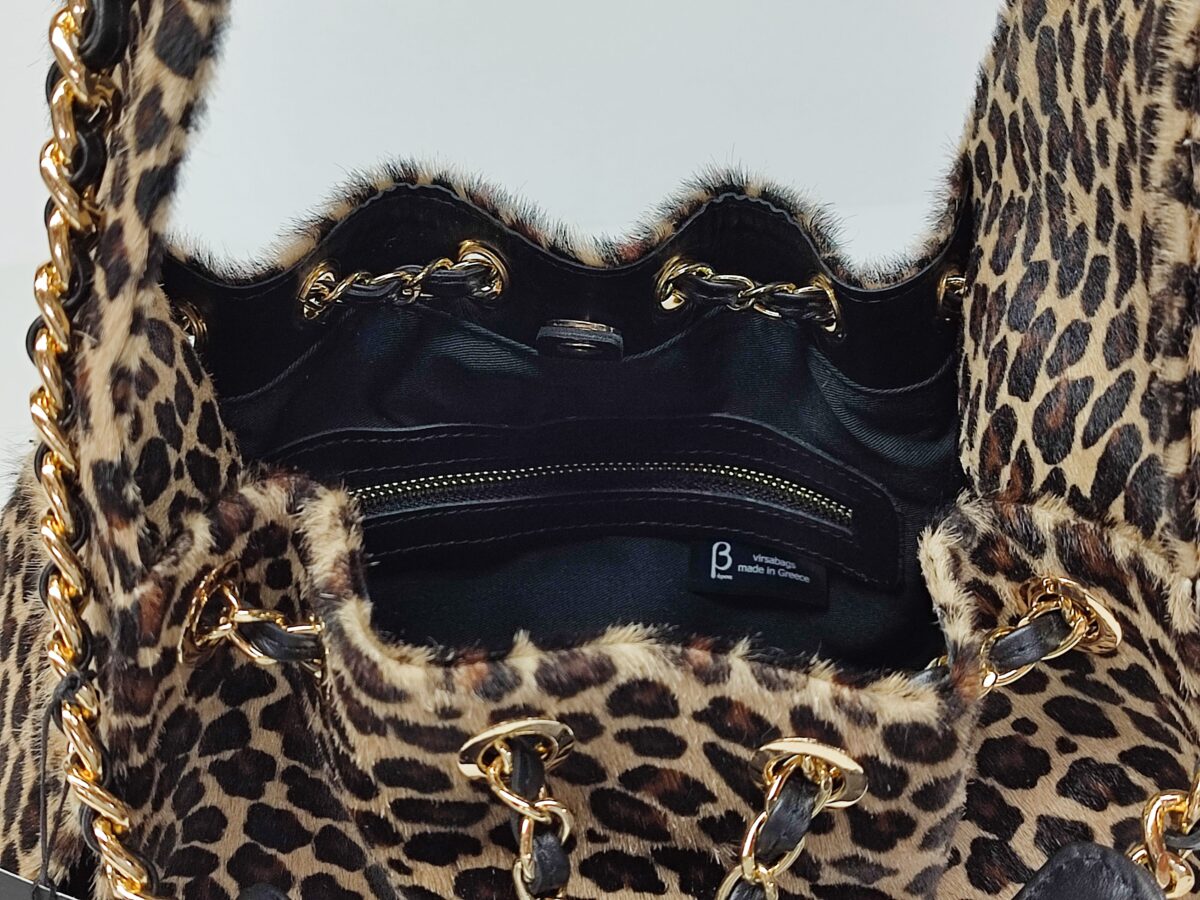 Leopard Fur Luxury Bucket Bag (Medium Size) - Image 5
