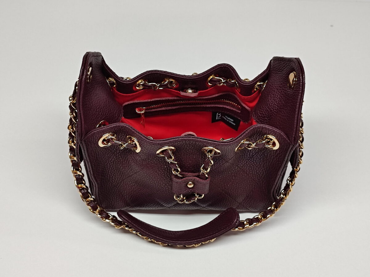 Maroon Luxury Bucket Bag - Image 4
