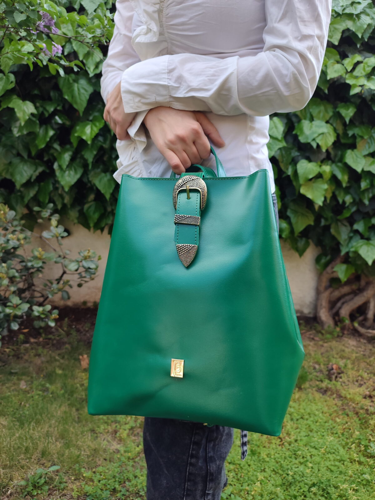 Green Leather Backpack (Large) - Image 2