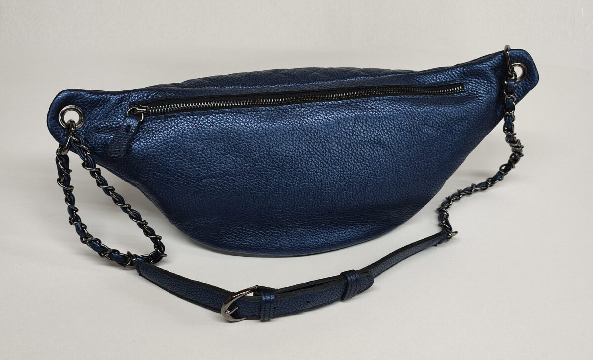 Metallic Blue Large Leather Purse - Image 4