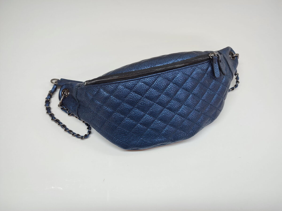 Metallic Blue Large Leather Purse - Image 3