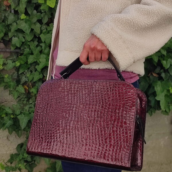 Shiny Burgundy Croc Handbag