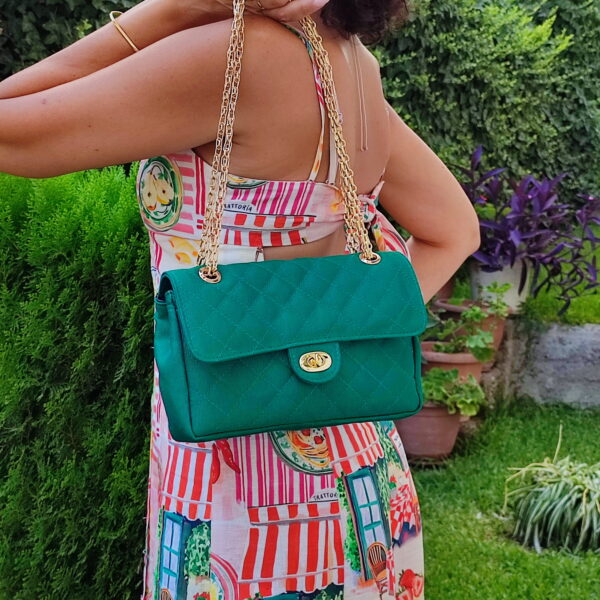Grosgrain Green Flap Bag