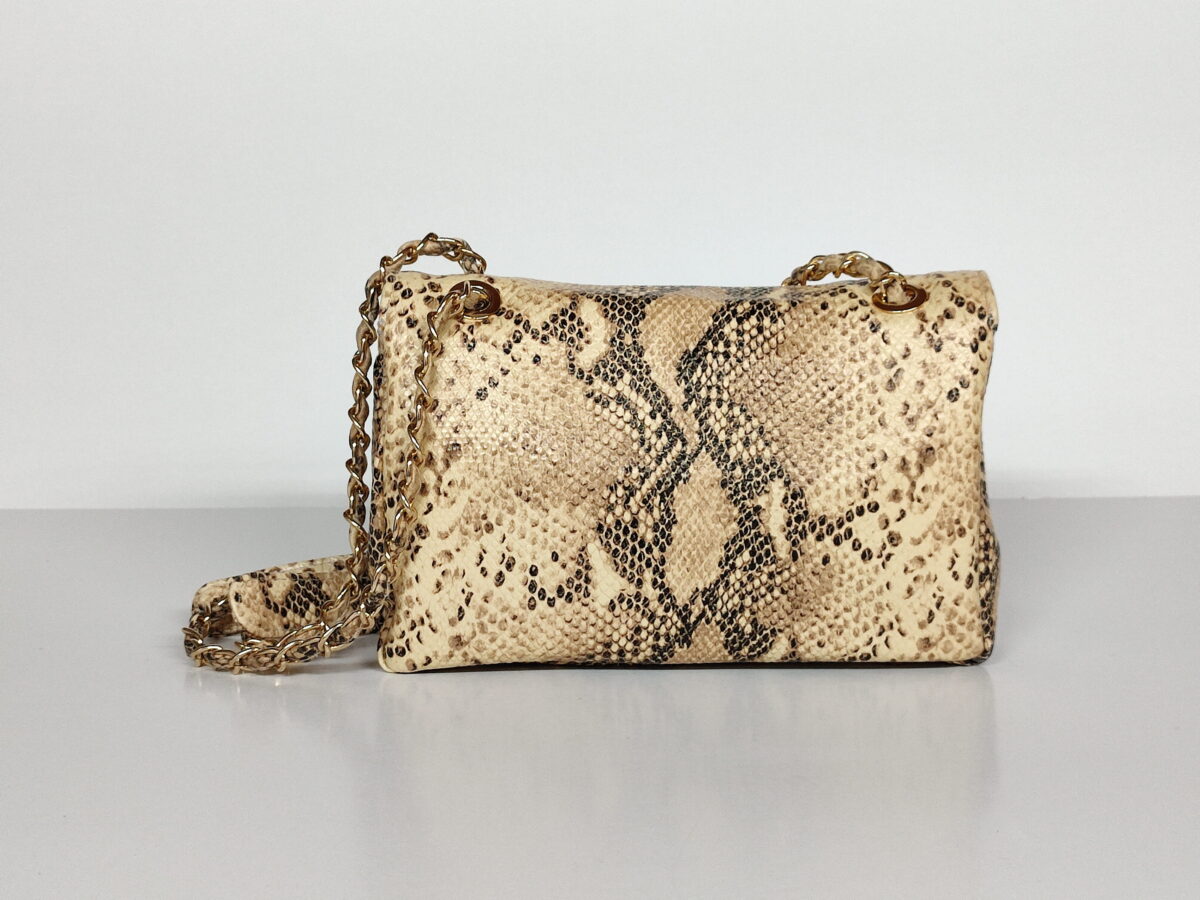 Beige Snake Shoulder Bag (Medium) - Image 4