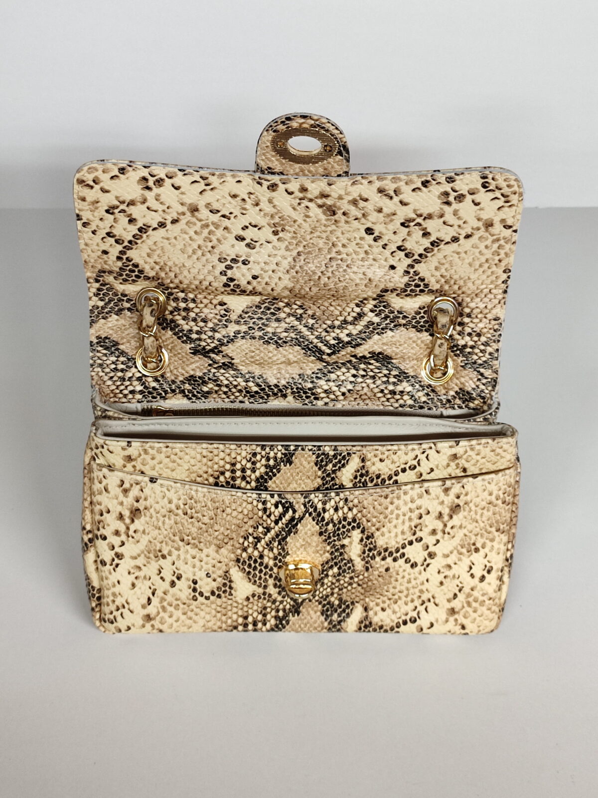 Beige Snake Shoulder Bag (Medium) - Image 3
