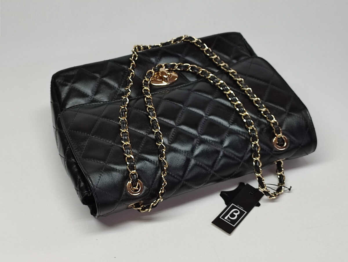 XL Metallic Black Leather Bag - Image 6