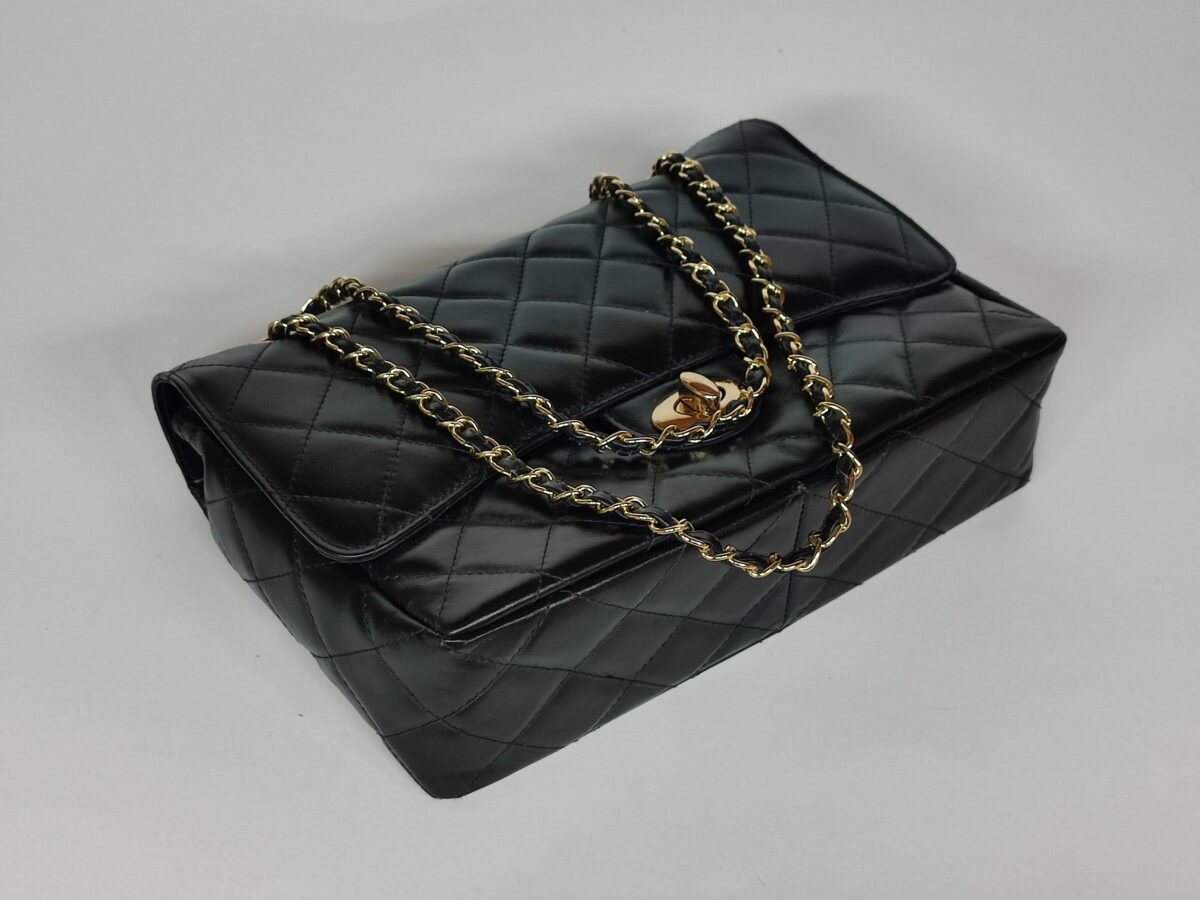 XL Metallic Black Leather Bag - Image 5