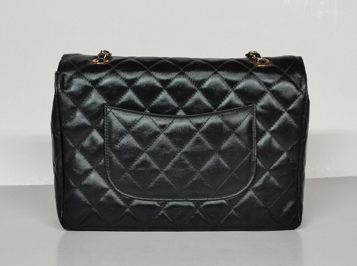 XL Metallic Black Leather Bag - Image 2