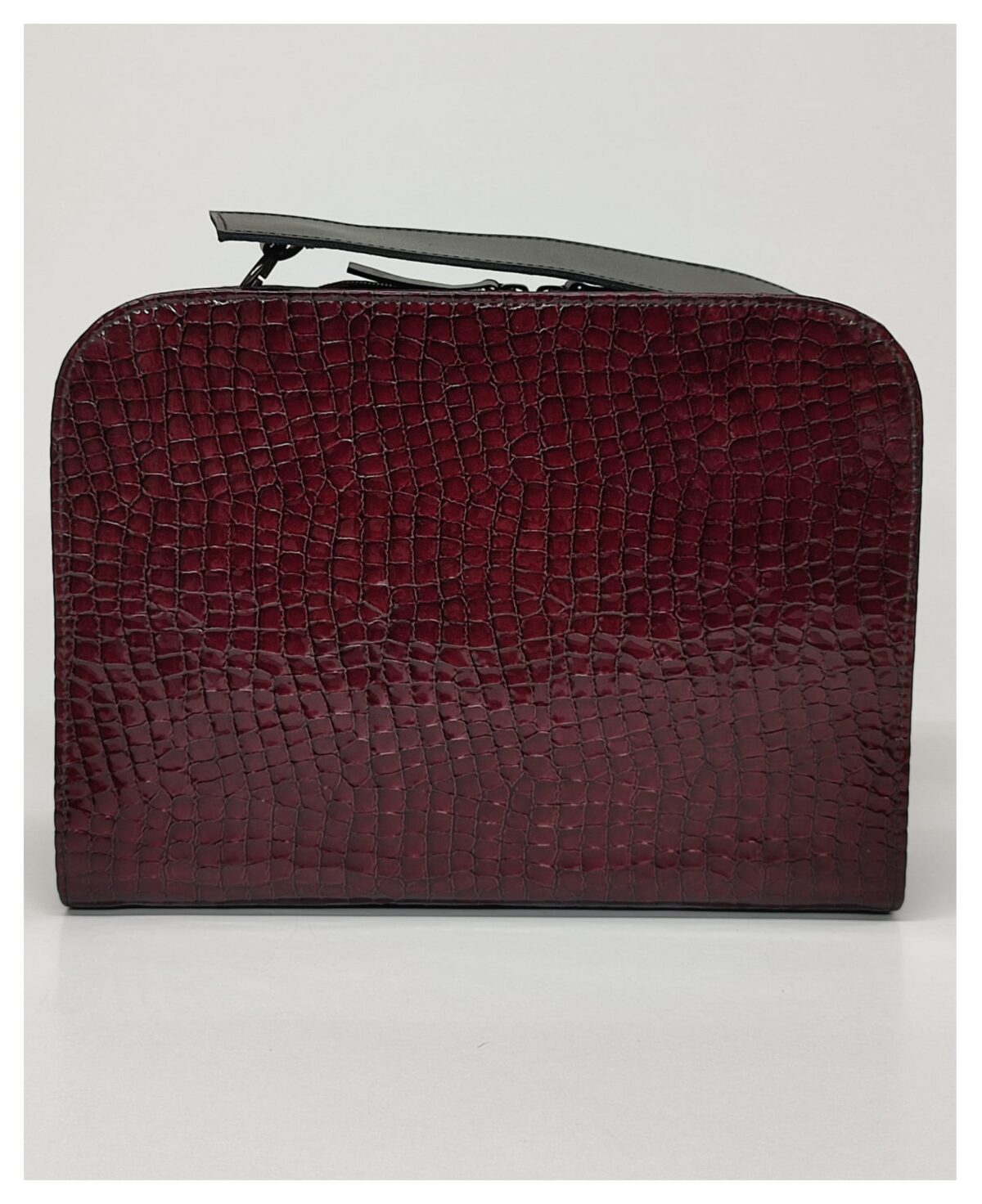 Shiny Burgundy Croc Handbag - Image 2